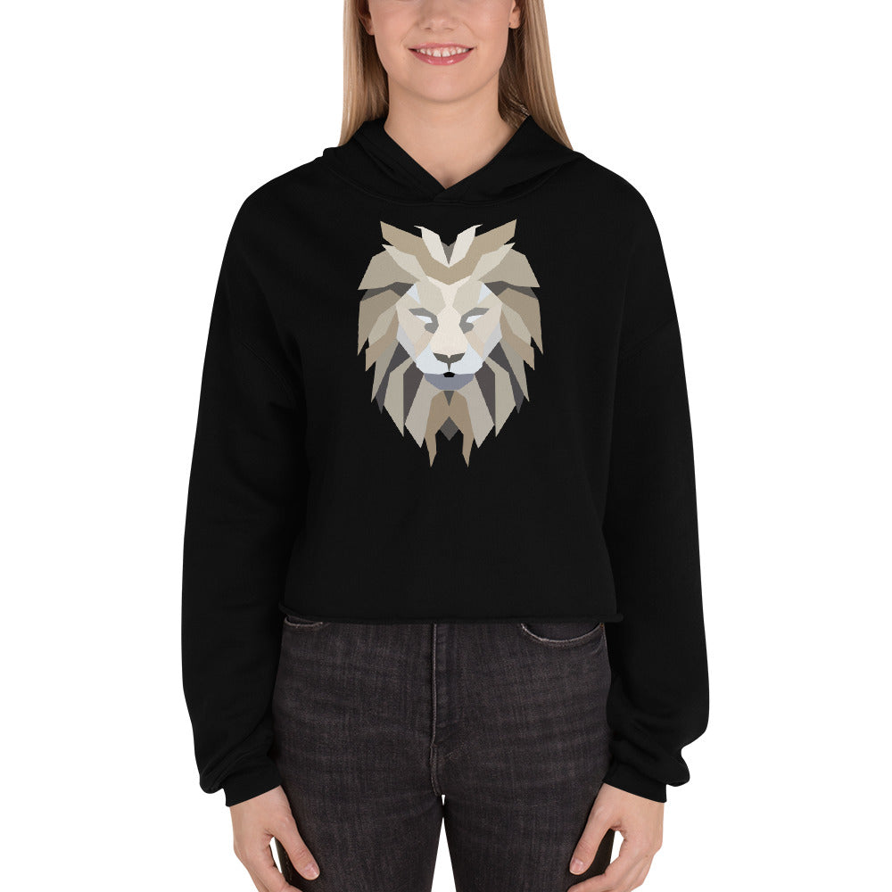 Women Lion White Crop Hoodie (Eco)