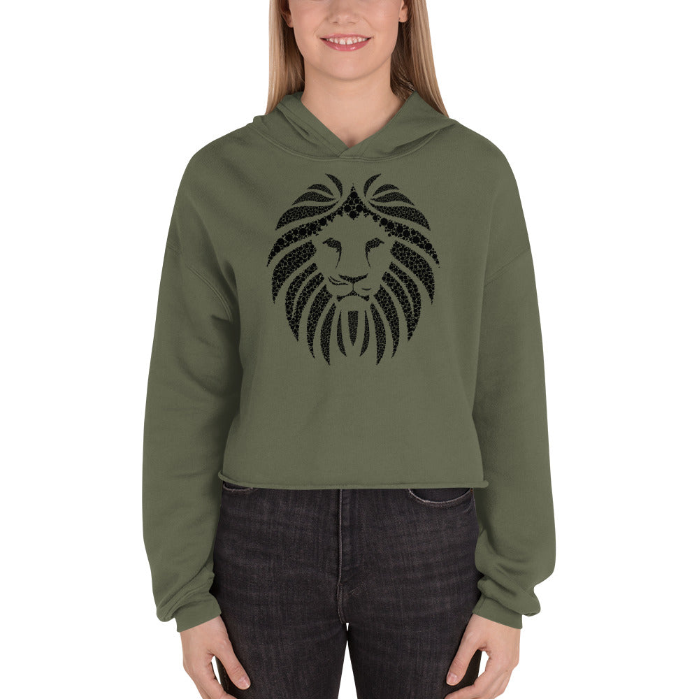 Women Lion Black Crop Hoodie (Eco)
