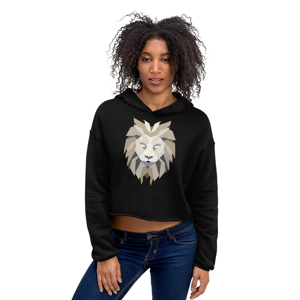 Women Lion White Crop Hoodie (Eco)