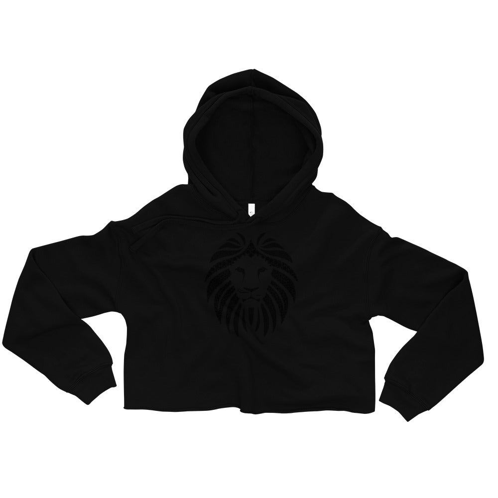 Women Lion Black Crop Hoodie (Eco)