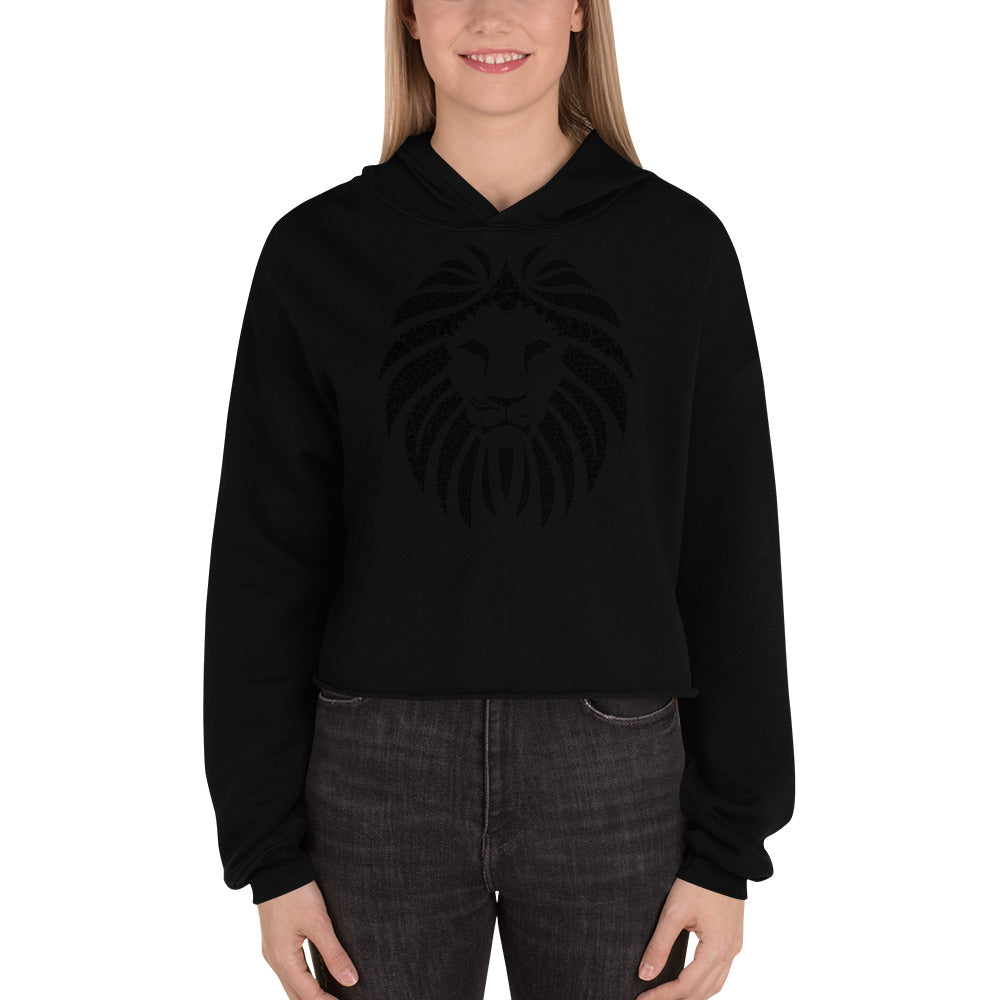 Women Lion Black Crop Hoodie (Eco)