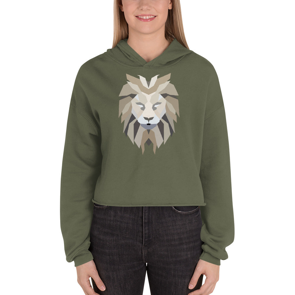 Women Lion White Crop Hoodie (Eco)