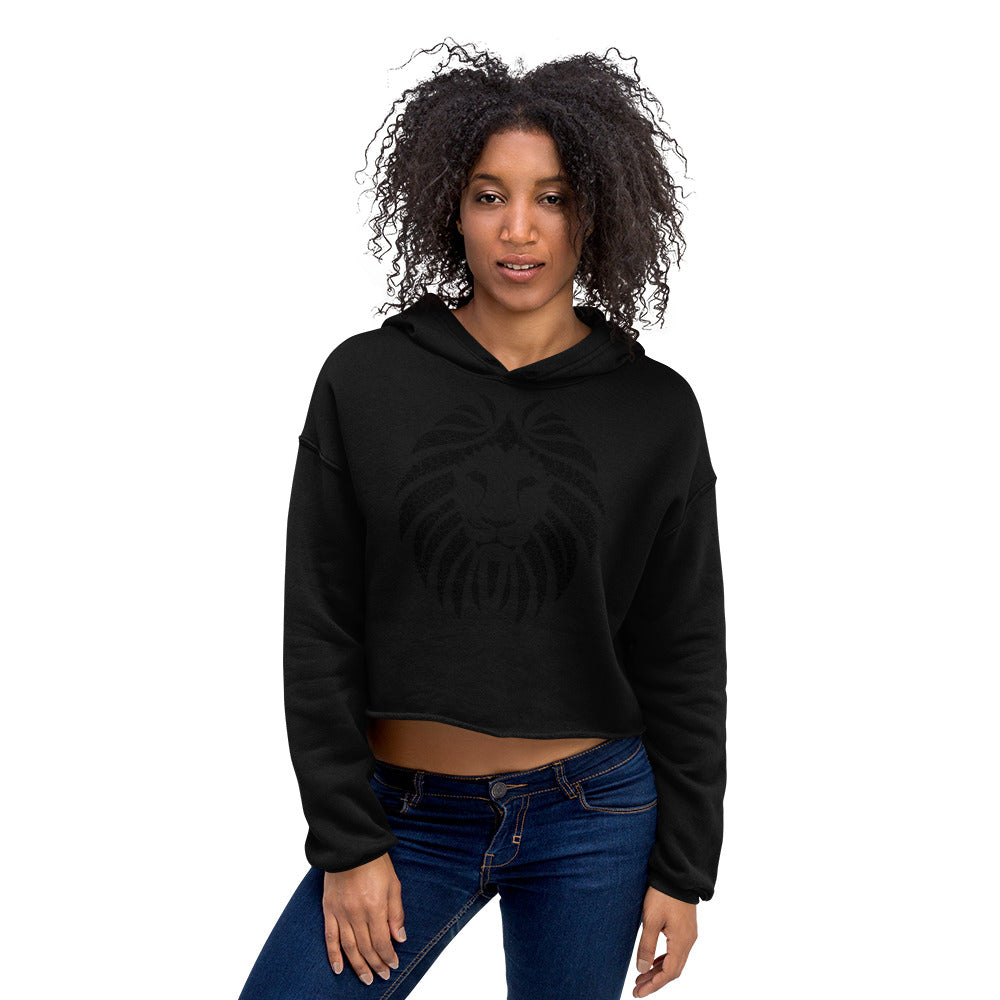 Women Lion Black Crop Hoodie (Eco)